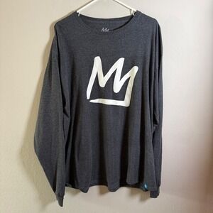 Mammoth Mens Long Sleeve Graphic T-Shirt Charcoal Grey Crown Logo XL‎
